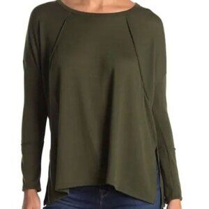 New Forgotten Grace Medium Olive Womens Top Blouse Green Shirt NWT